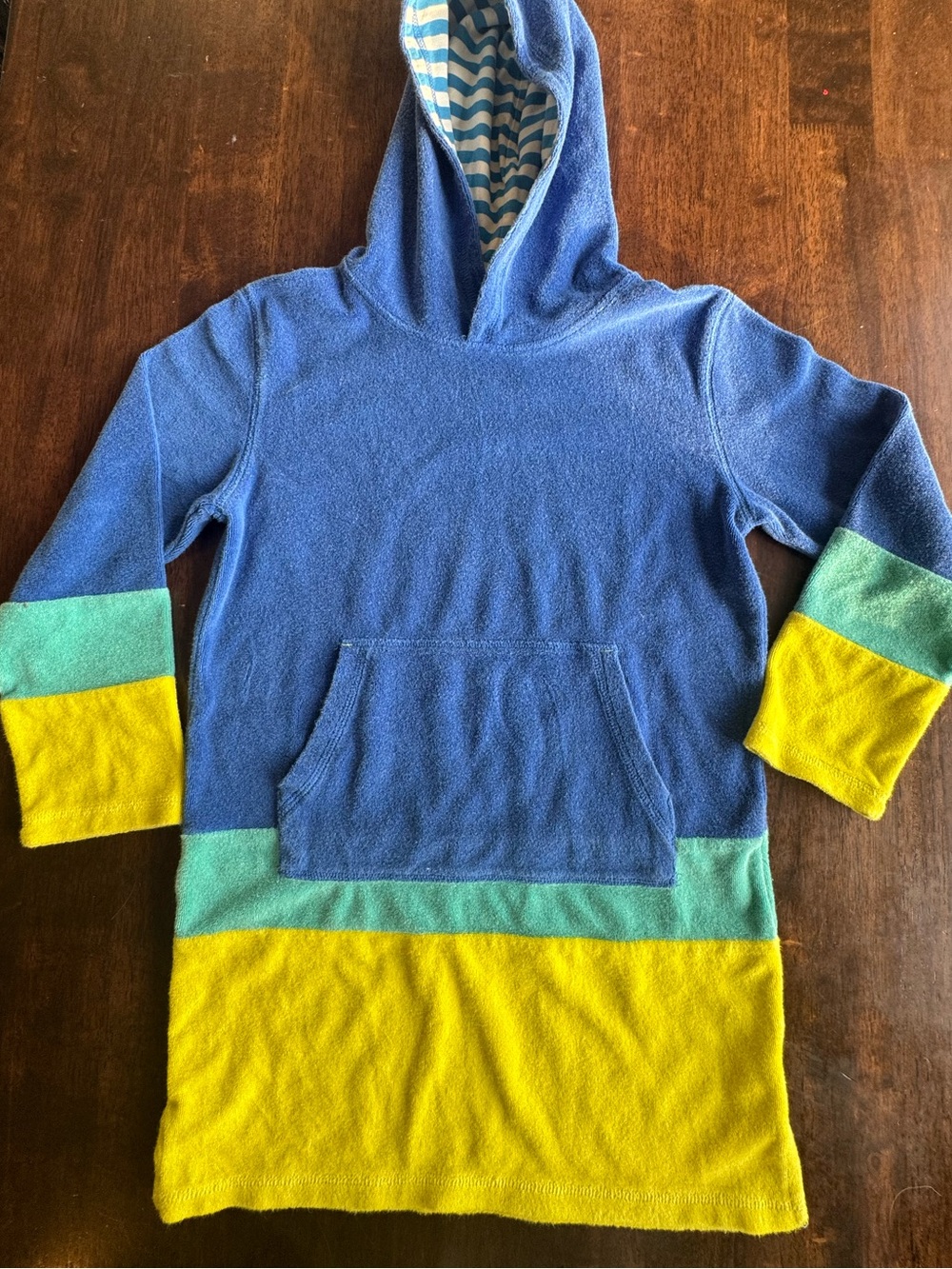 Mini Boden Kids color block Terry Toweling Hooded Beach Cover Up Multicolor 9-10